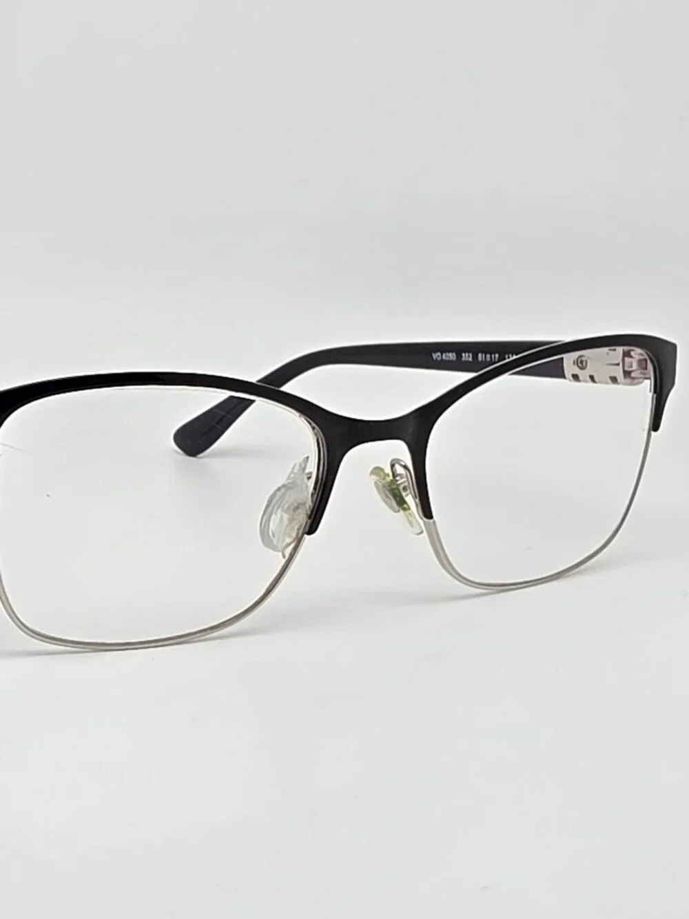 Vogue VO4050 352 Polished Black on Silver Cat Eye Eyeglasses Frame w/ Case 51mm